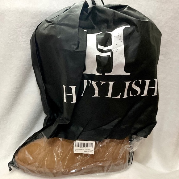 HStylish Brown Slip On Calf High Fur-Lined Waterproof Winter Snow Boot Sz 9 - Picture 15 of 16